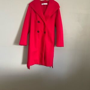 Zara Bold Red Pea Coat